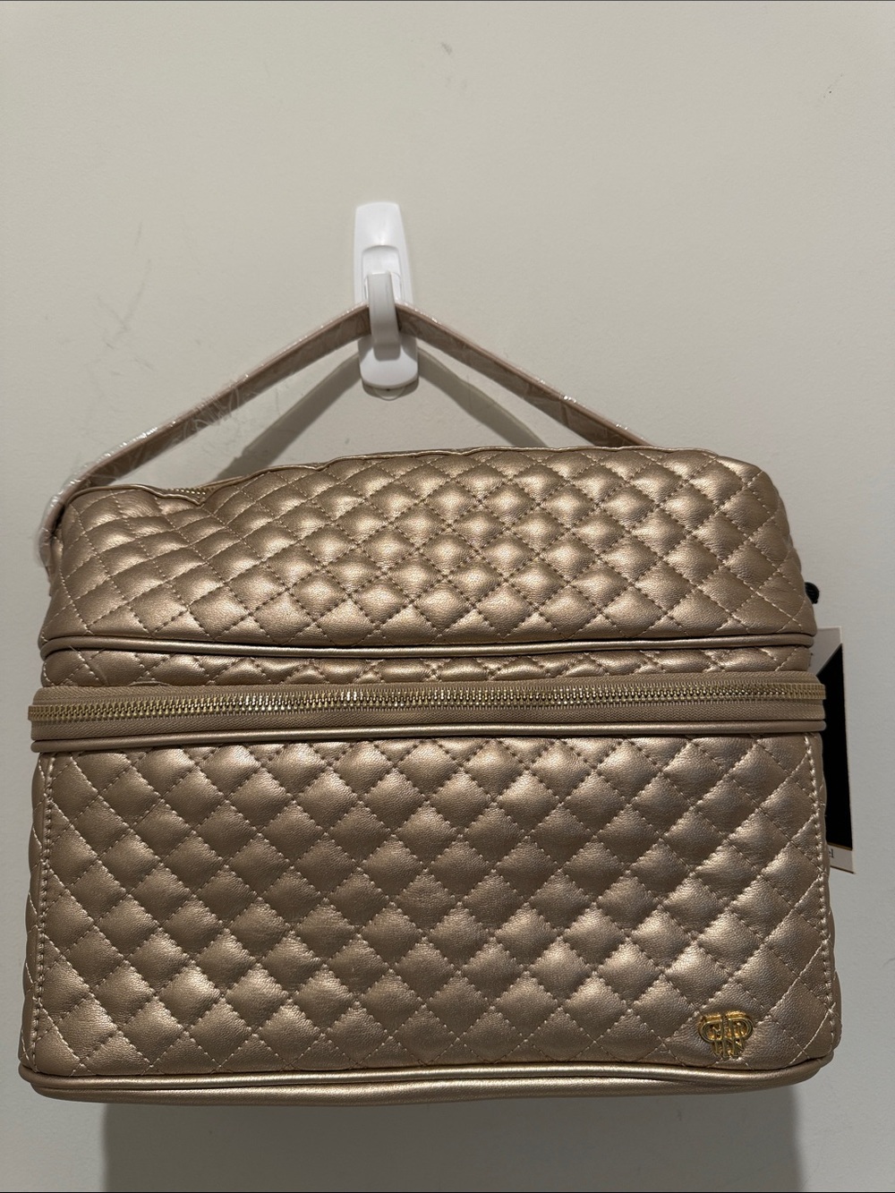 PurseN Quilted Metallic Taupe Cosmetic Case New with Tags